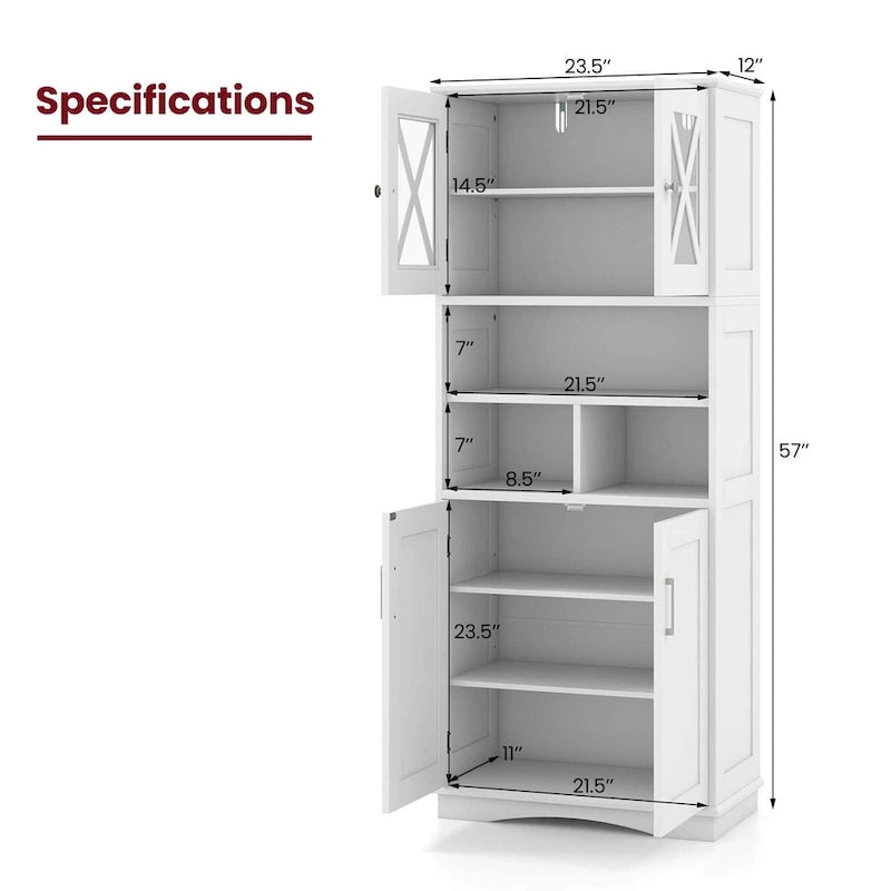 Meuble de salle de bain haut, grande armoire de rangement au sol avec acrylique