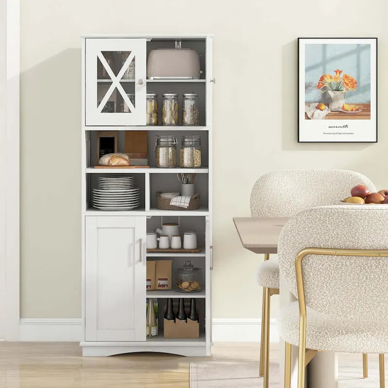 Meuble de salle de bain haut, grande armoire de rangement au sol avec acrylique