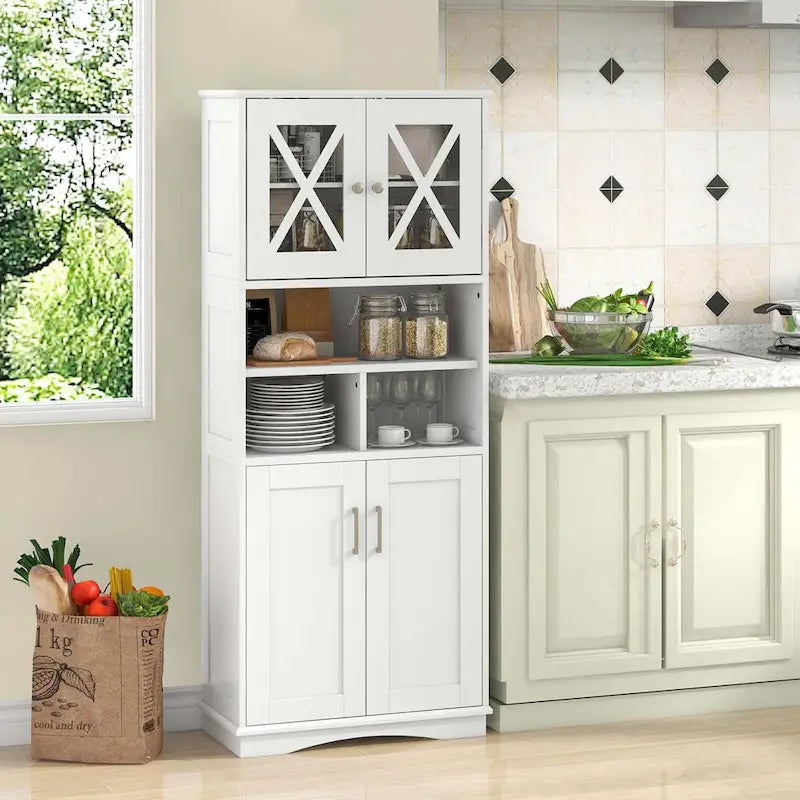 Meuble de salle de bain haut, grande armoire de rangement au sol avec acrylique