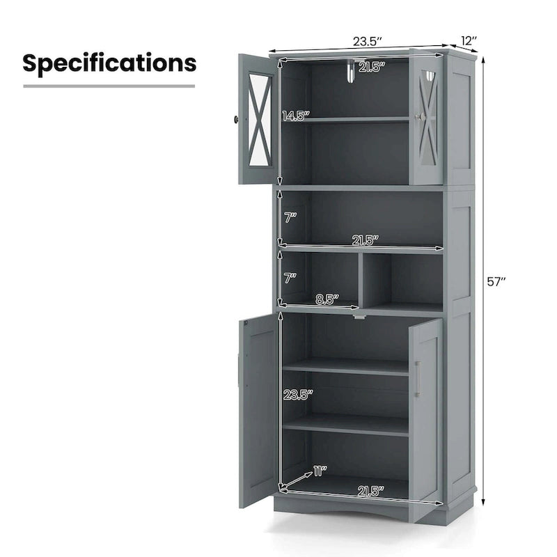 Meuble de salle de bain haut, grande armoire de rangement au sol avec acrylique