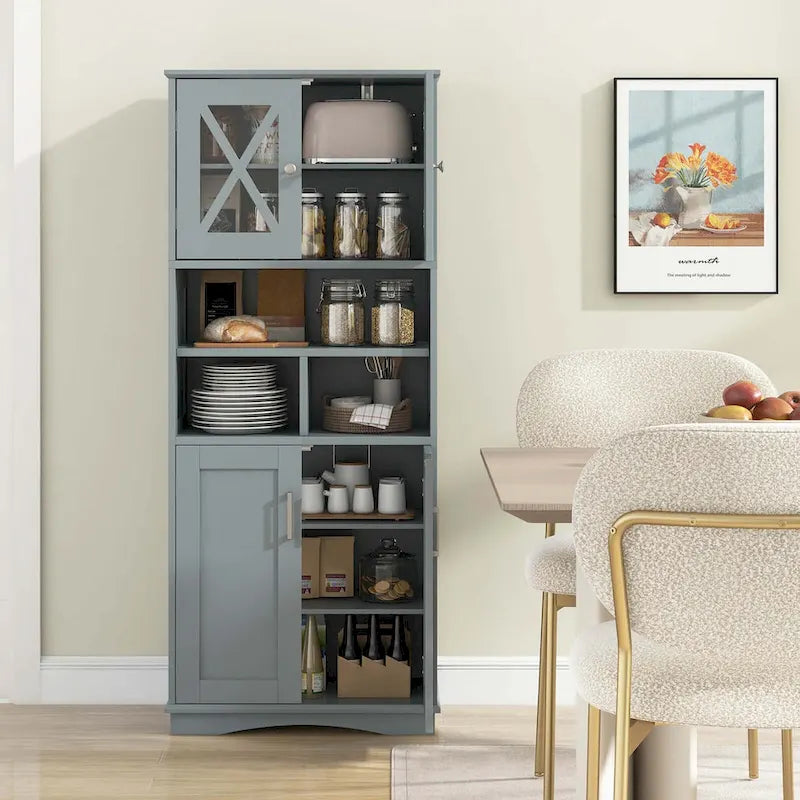 Meuble de salle de bain haut, grande armoire de rangement au sol avec acrylique