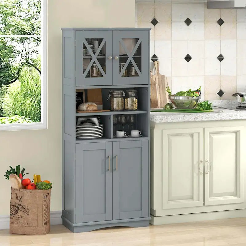 Meuble de salle de bain haut, grande armoire de rangement au sol avec acrylique