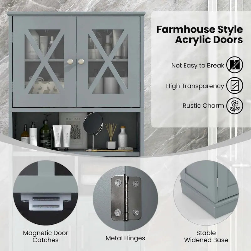 Meuble de salle de bain haut, grande armoire de rangement au sol avec acrylique
