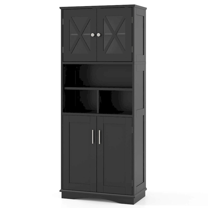 Meuble de salle de bain haut, grande armoire de rangement au sol avec acrylique