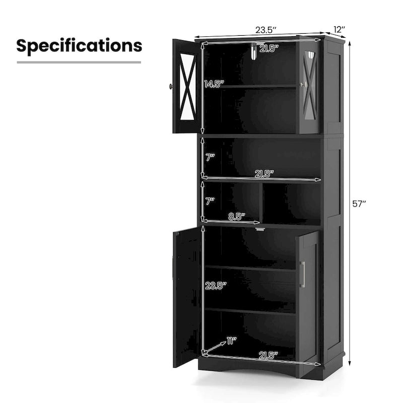 Meuble de salle de bain haut, grande armoire de rangement au sol avec acrylique