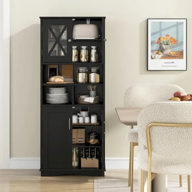 Meuble de salle de bain haut, grande armoire de rangement au sol avec acrylique