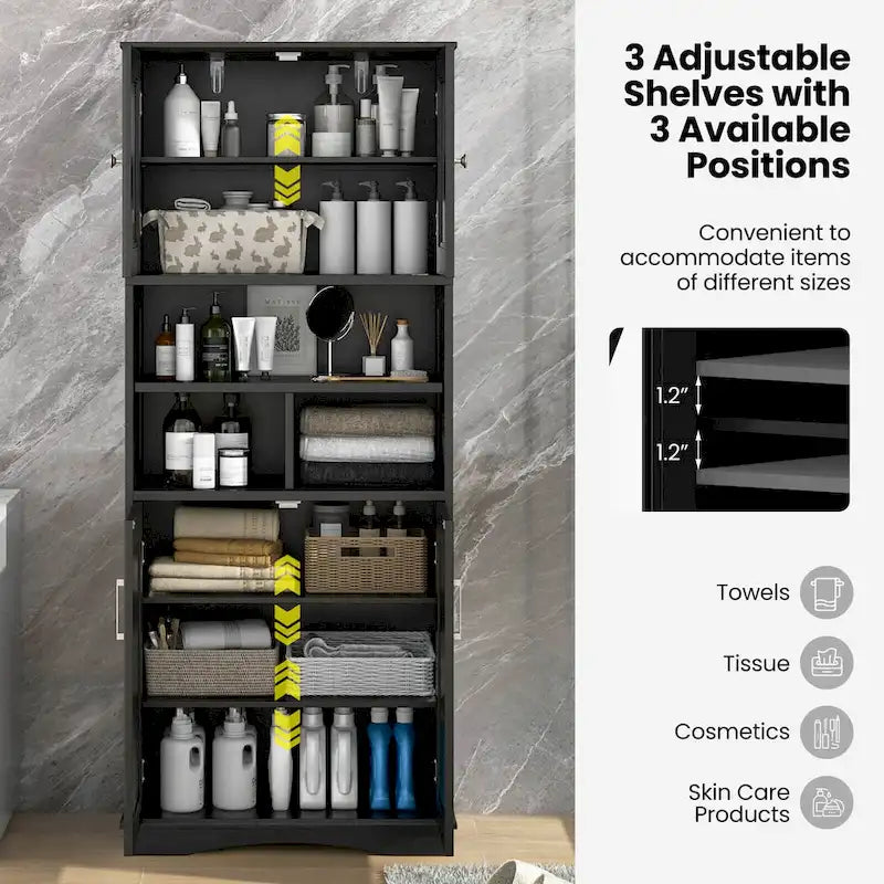 Meuble de salle de bain haut, grande armoire de rangement au sol avec acrylique