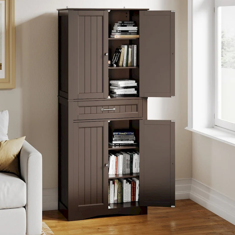 Armoire de rangement de cuisine, 180 cm, 4 portes et 4 étagères réglables