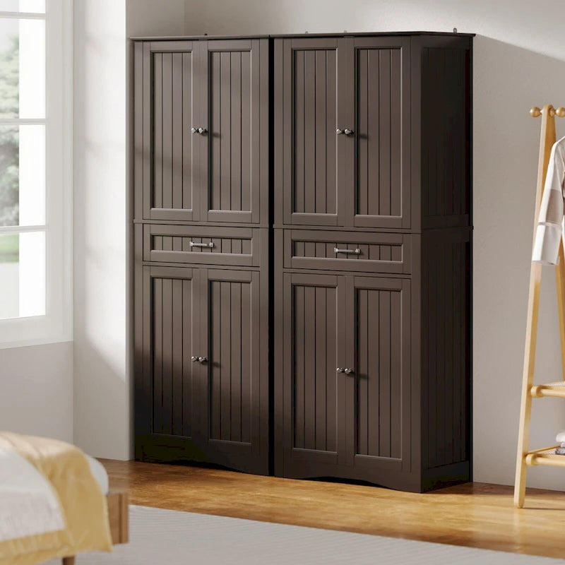 Armoire de rangement de cuisine, 180 cm, 4 portes et 4 étagères réglables