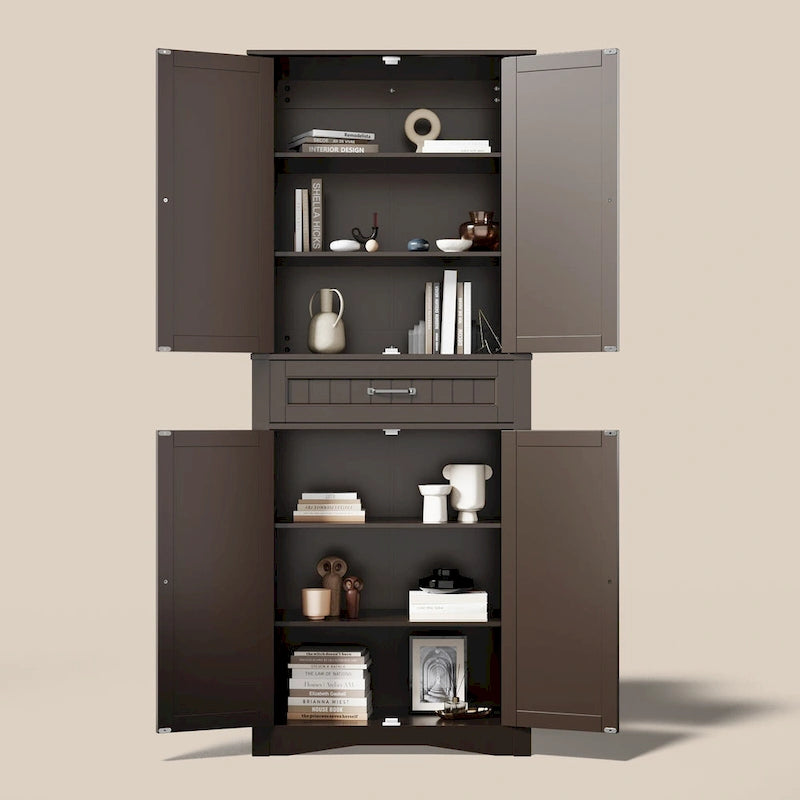 Armoire de rangement de cuisine, 180 cm, 4 portes et 4 étagères réglables