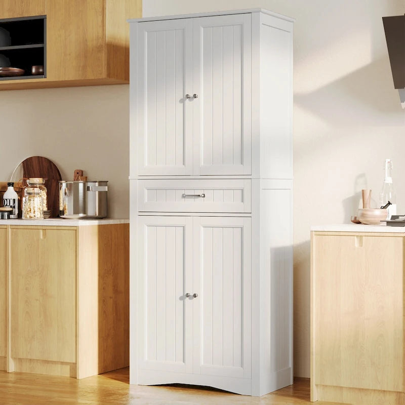 Armoire de rangement de cuisine, 180 cm, 4 portes et 4 étagères réglables