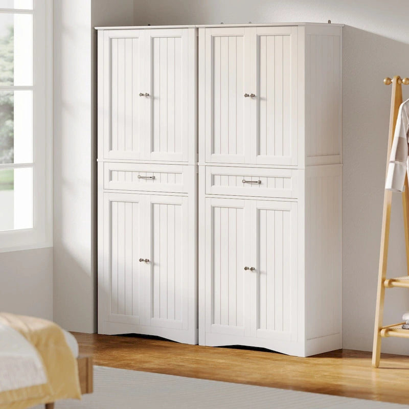 Armoire de rangement de cuisine, 180 cm, 4 portes et 4 étagères réglables