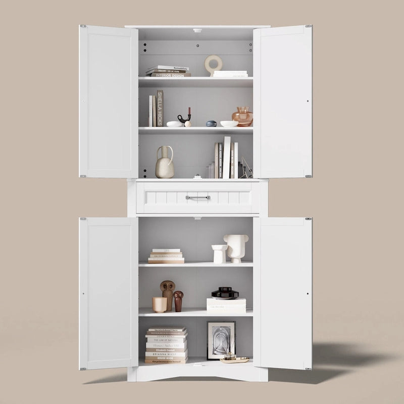 Armoire de rangement de cuisine, 180 cm, 4 portes et 4 étagères réglables