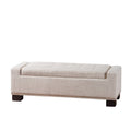 Abigail Storage Ottoman Bench, Nailhead Trim, Wheat Fabric, 51 Inch