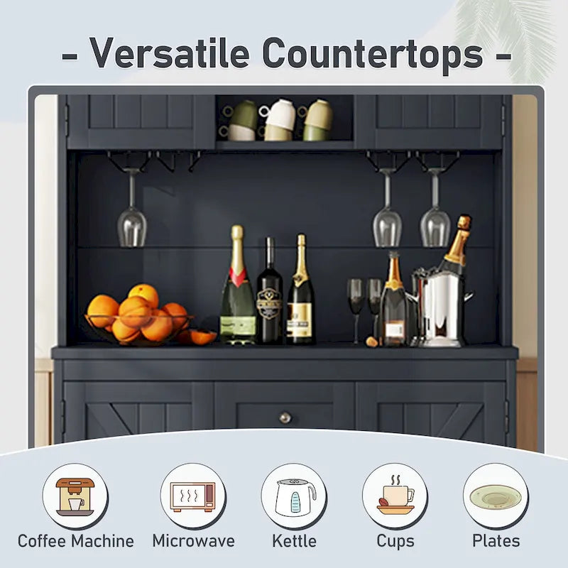 Meuble bar à café avec tiroirs et supports à verres