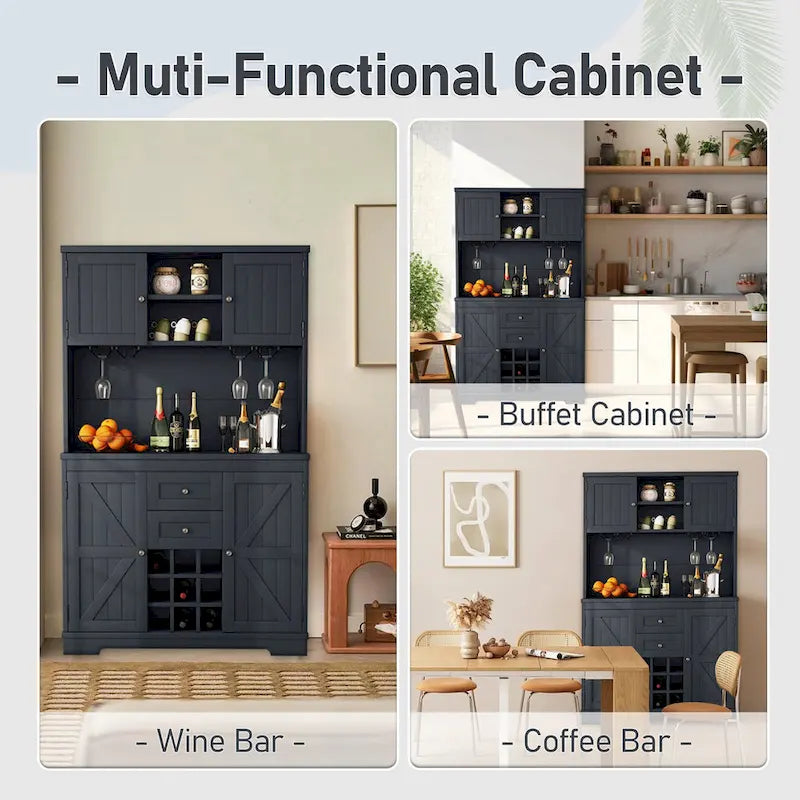 Meuble bar à café avec tiroirs et supports à verres