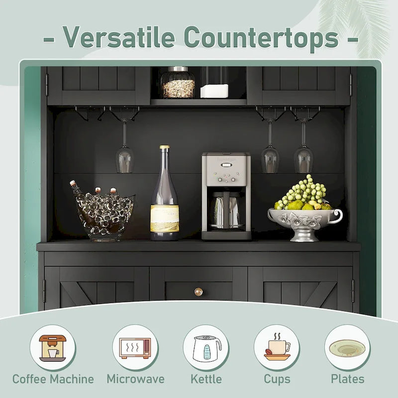 Meuble bar à café avec tiroirs et supports à verres