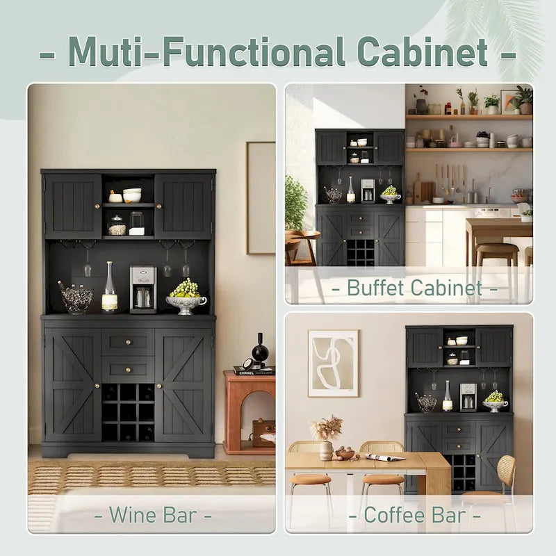 Meuble bar à café avec tiroirs et supports à verres