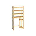 Étagère de rangement gain de place à 4 niveaux au-dessus des toilettes avec tablettes réglables et cadre en osier - 83 cm L x 26 cm l x 185 cm H