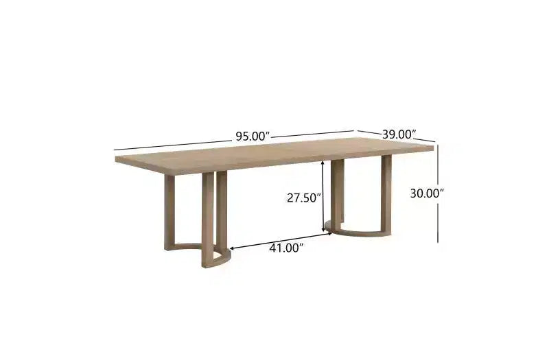 Ellie Modern – Ensemble de salle à manger 7 pièces en bois d'hévéa rembourré, beige/frêne clair
