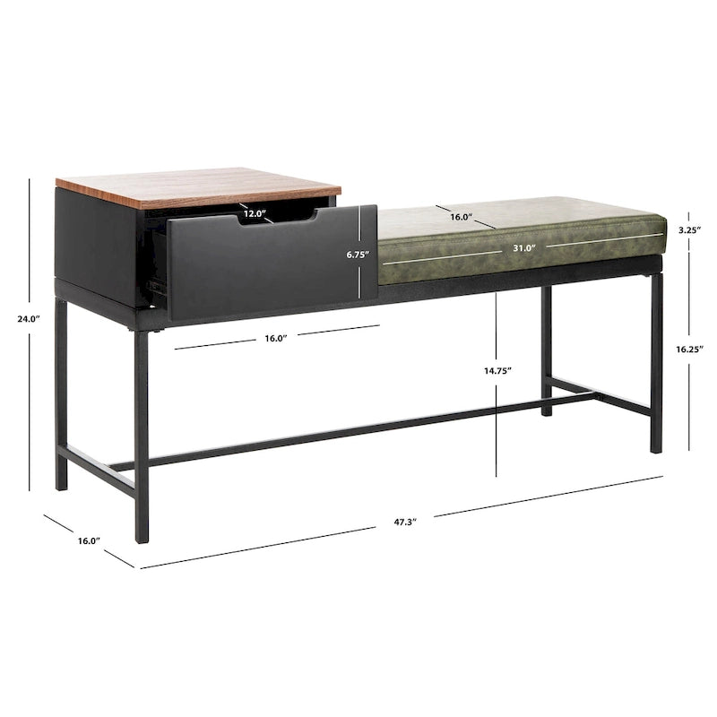 Banc avec rangement 47,3 po x 16 po x 24 po