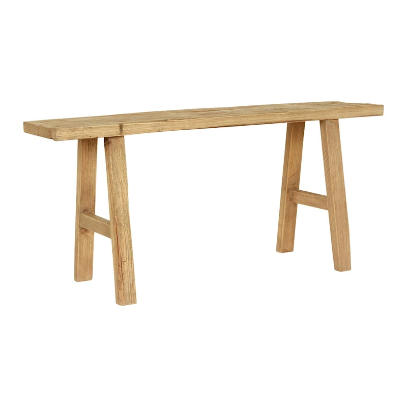Banc en bois d'orme, 109 cm de long sur 25 cm de large, bois naturel - 2,90 m x 3,94 m