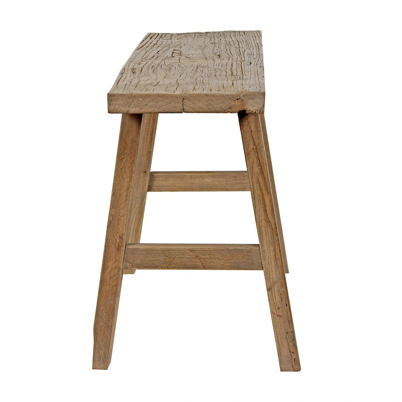 Banc en bois d'orme, 109 cm de long sur 25 cm de large, bois naturel - 2,90 m x 3,94 m