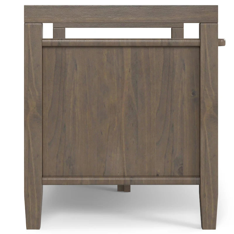 Banc de rangement pour entrée de style transitionnel en bois massif de 44 pouces de largeur, brun fumé