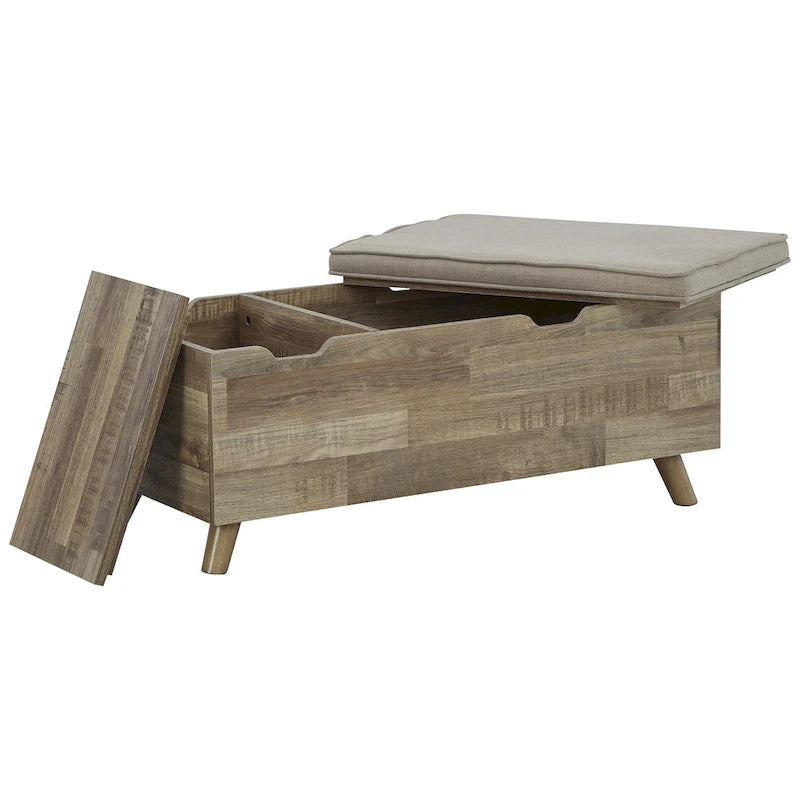 Banc de rangement beige/brun - 38 po L x 18 po P x 16 po H