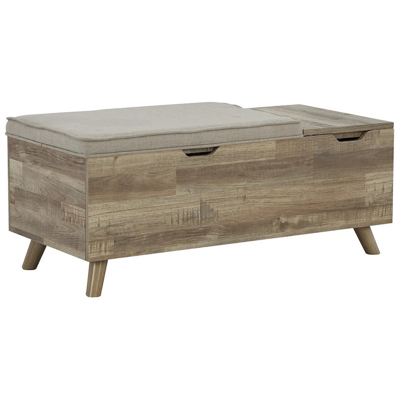 Banc de rangement beige/brun - 38 po L x 18 po P x 16 po H