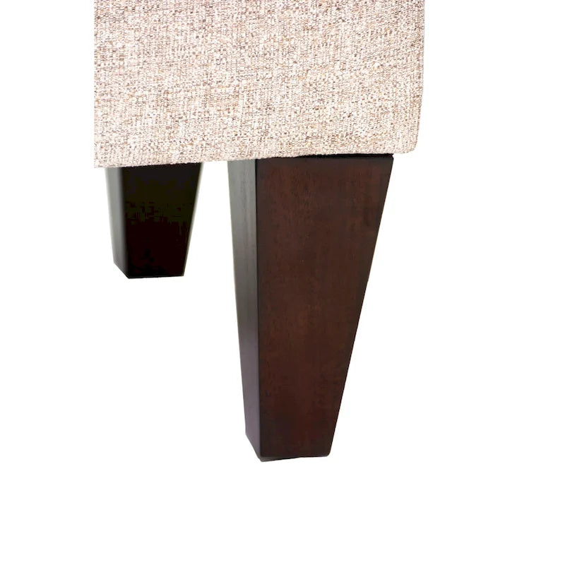 Banc de rangement long capitonné en tissu et bois