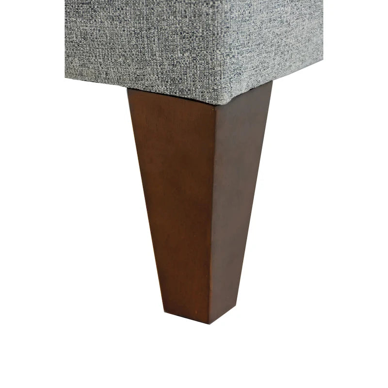 Banc de rangement long capitonné en tissu et bois