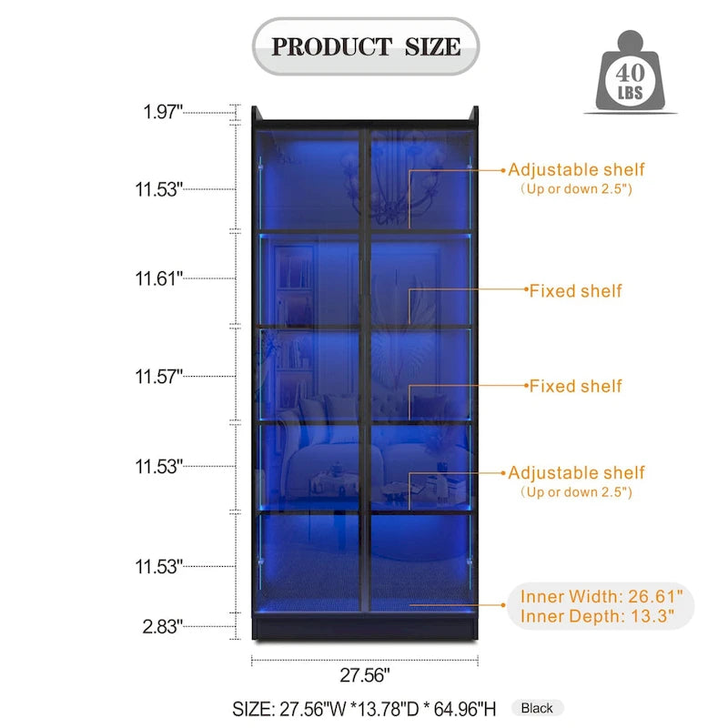 Vitrine avec éclairage LED