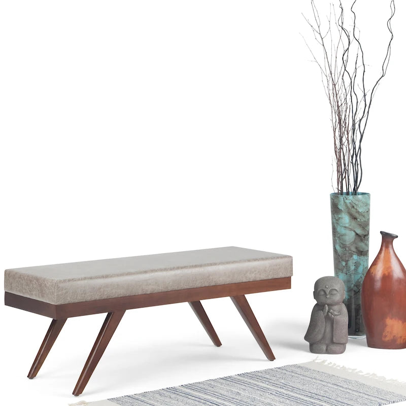 Banc ottoman rectangulaire de style moderne du milieu du siècle de 48 pouces de largeur