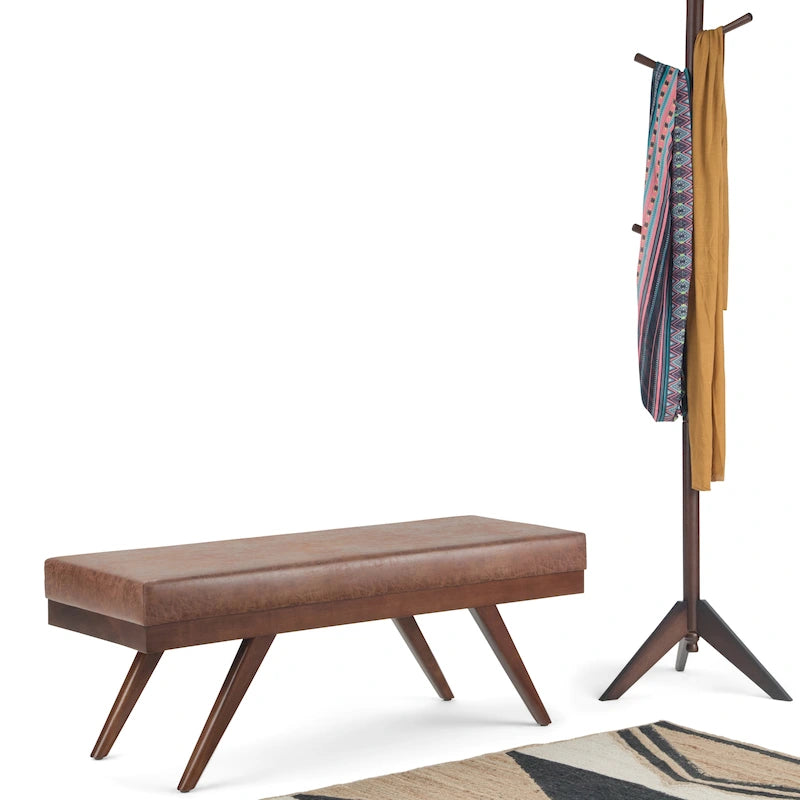 Banc ottoman rectangulaire de style moderne du milieu du siècle de 48 pouces de largeur