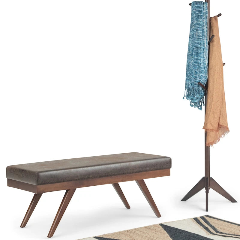 Banc ottoman rectangulaire de style moderne du milieu du siècle de 48 pouces de largeur