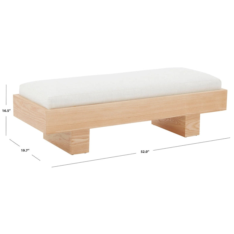 Banc en bois blanc - 52 po L x 20 po P x 17 po H