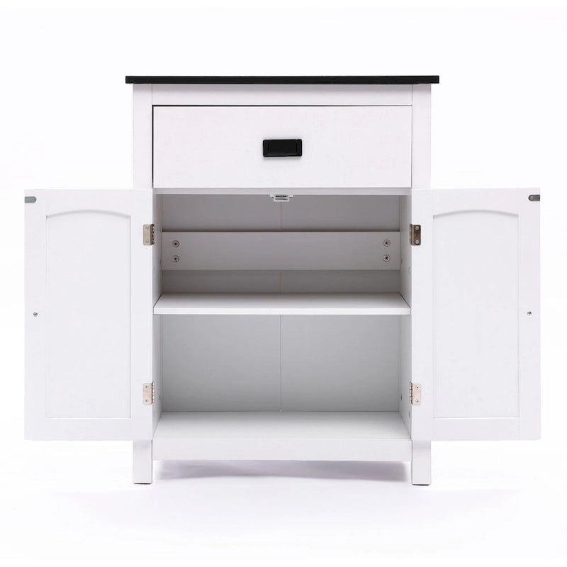 Meuble de rangement pour salle de bain en bois blanc et noir - 81 cm H x 60 cm L x 30 cm P