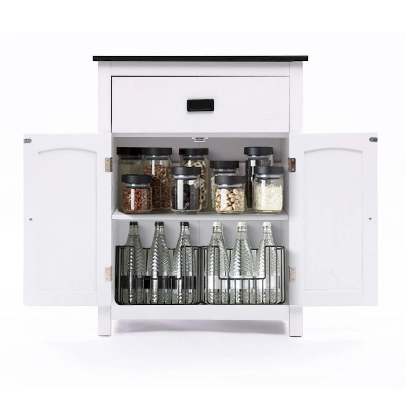 Meuble de rangement pour salle de bain en bois blanc et noir - 81 cm H x 60 cm L x 30 cm P