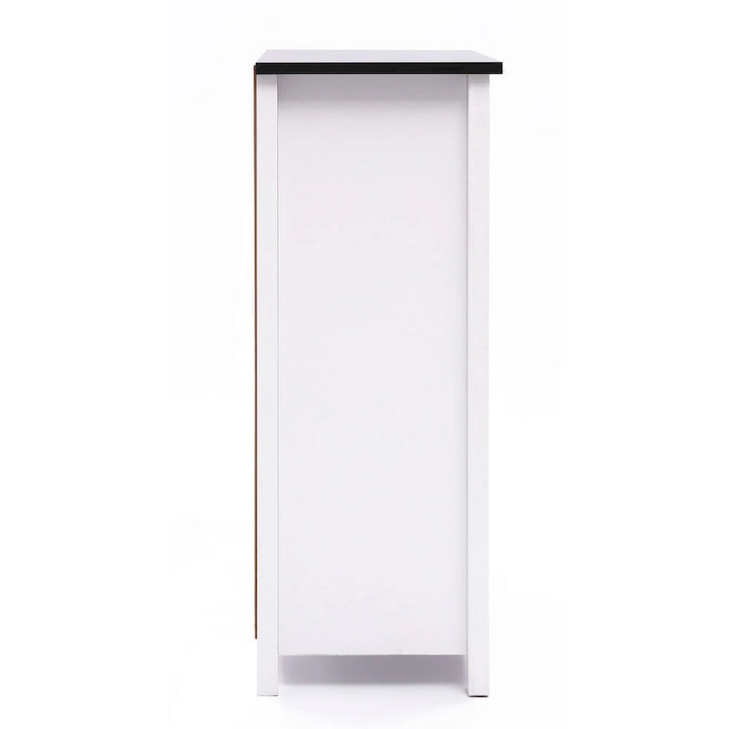 Meuble de rangement pour salle de bain en bois blanc et noir - 81 cm H x 60 cm L x 30 cm P