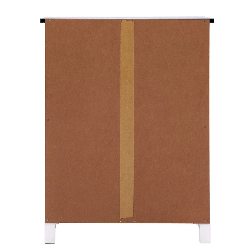 Meuble de rangement pour salle de bain en bois blanc et noir - 81 cm H x 60 cm L x 30 cm P