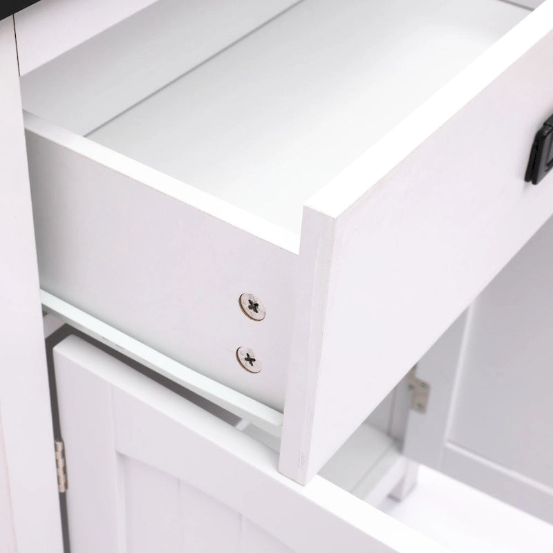 Meuble de rangement pour salle de bain en bois blanc et noir - 81 cm H x 60 cm L x 30 cm P