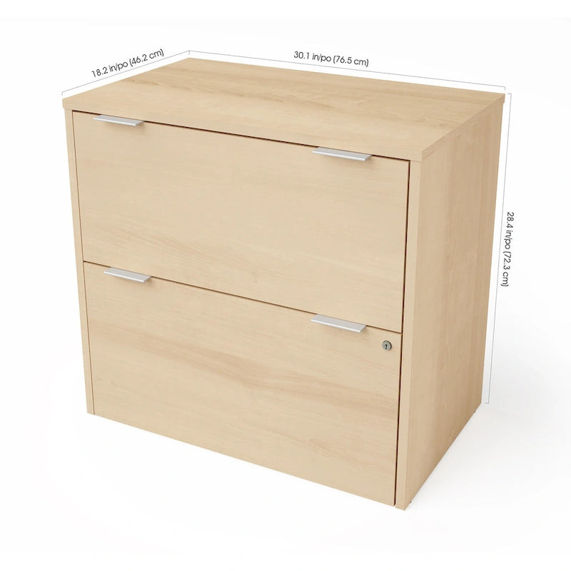Caisson de classement latéral à deux tiroirs pour dossiers format lettre pour bureau à domicile