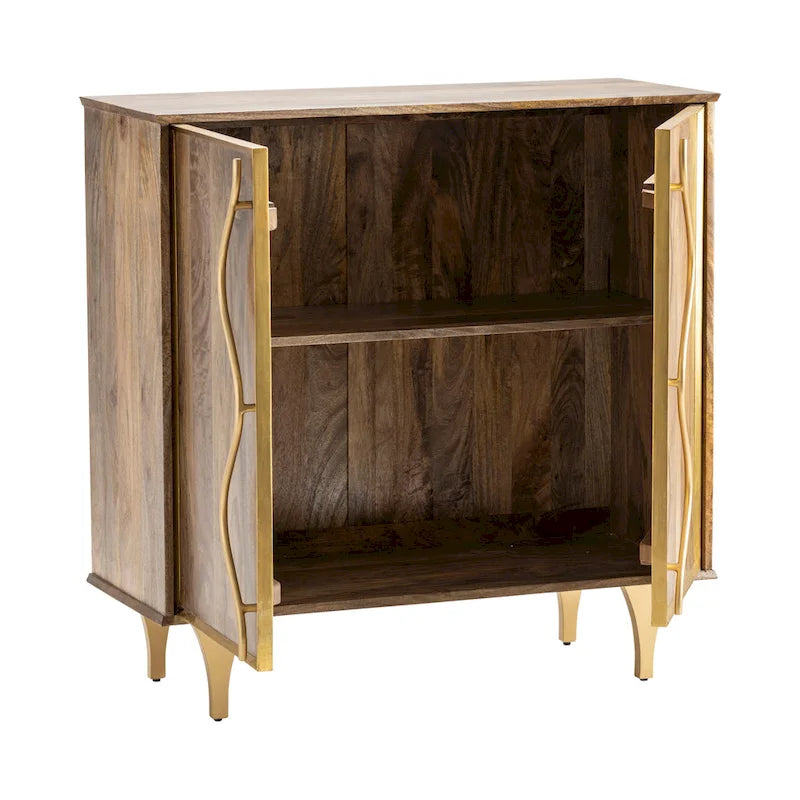 Meuble à 2 portes en bois de manguier, 40 po x 16 po x 40 po