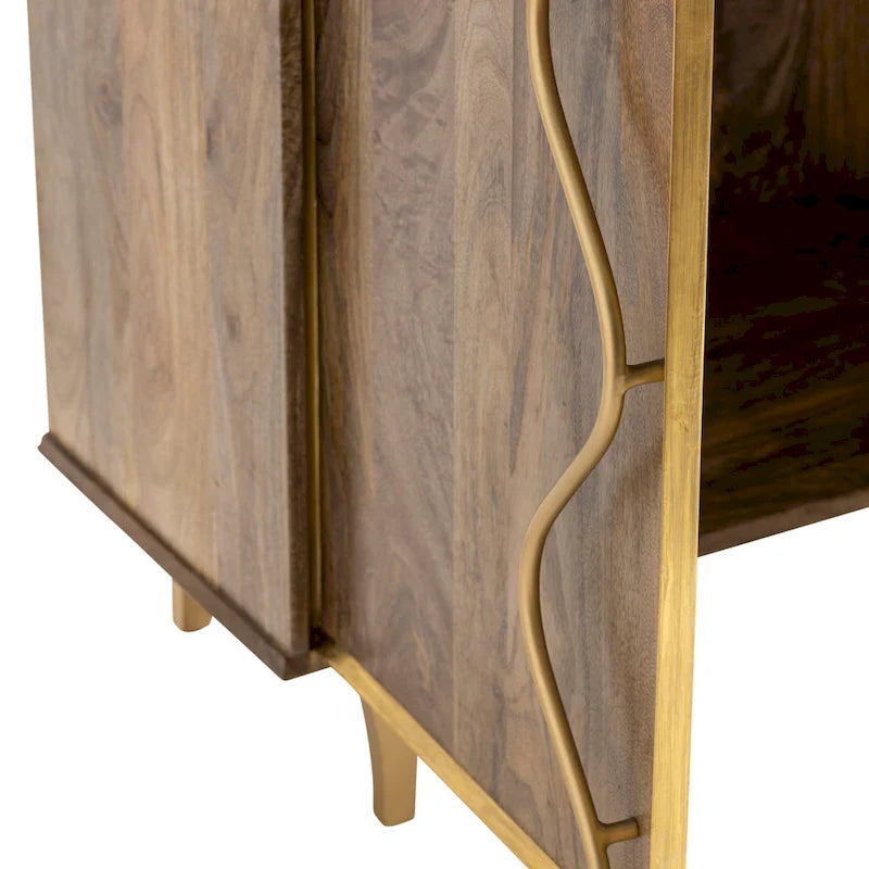 Meuble à 2 portes en bois de manguier, 40 po x 16 po x 40 po