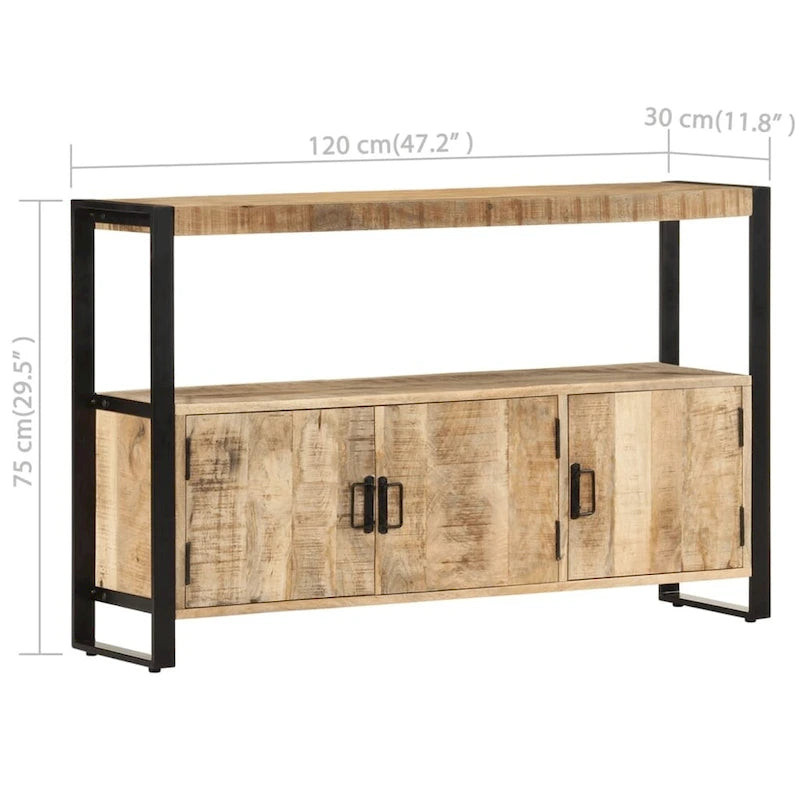 Meuble d'appoint 120 cm x 30 cm x 75 cm bois de manguier massif
