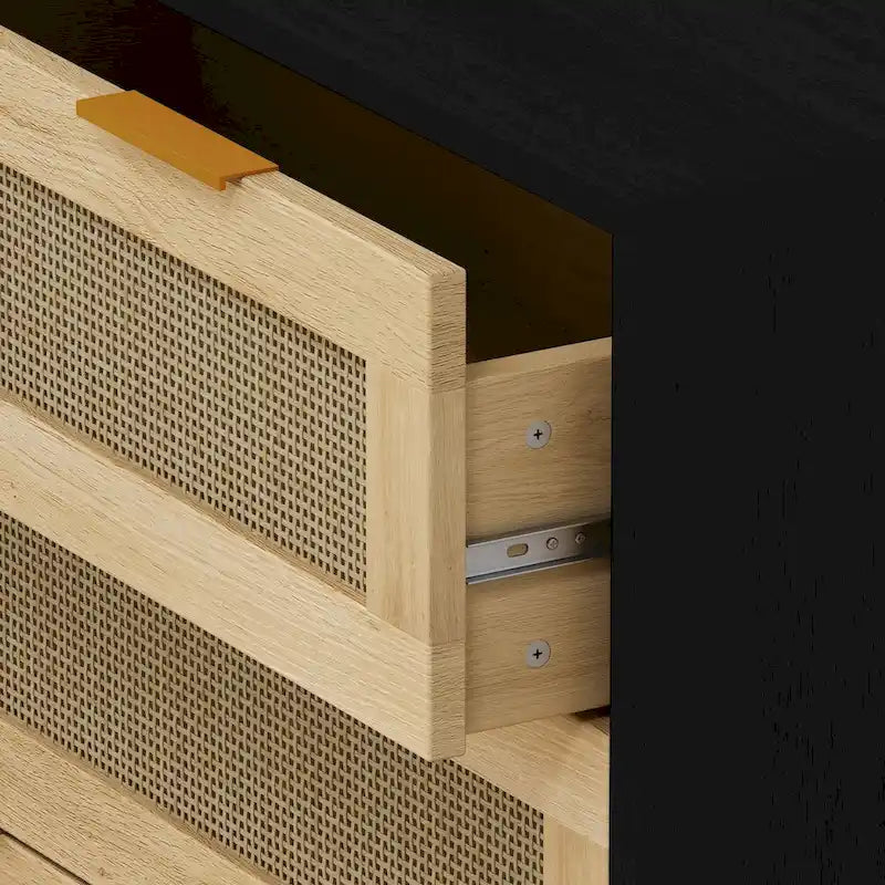 Meuble de rangement en rotin à 3 tiroirs de 31,5 po pour chambre ou salon