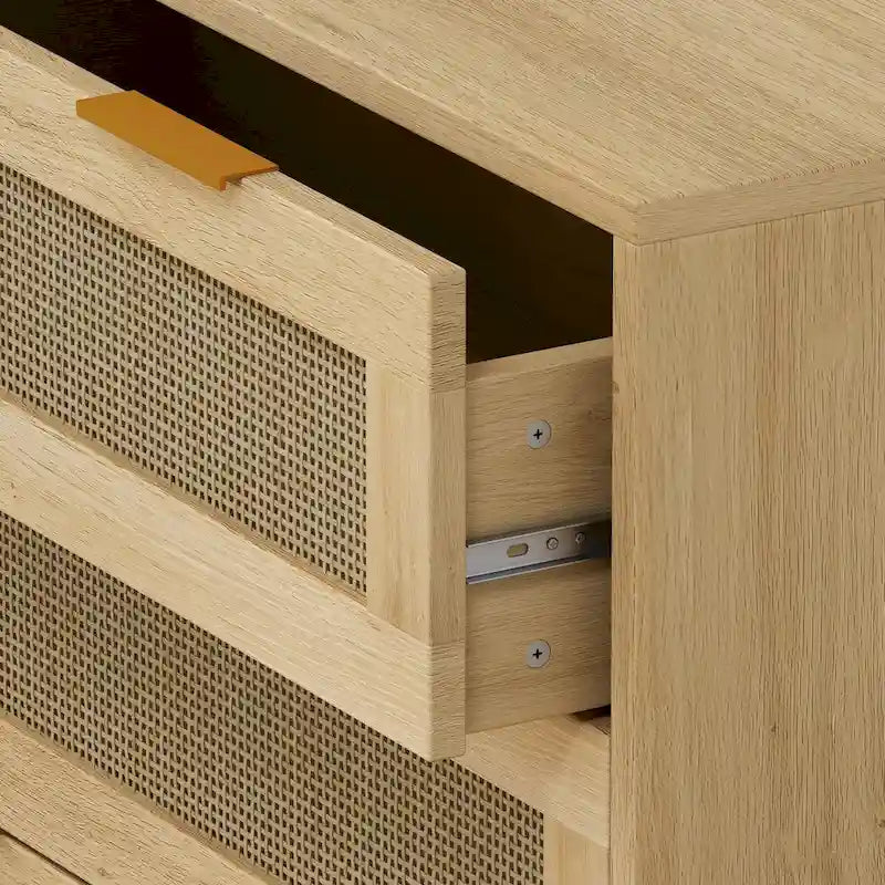 Meuble de rangement en rotin à 3 tiroirs de 31,5 po pour chambre ou salon