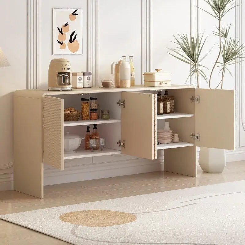 Buffet avec grand espace de rangement de 60 L et 4 portes