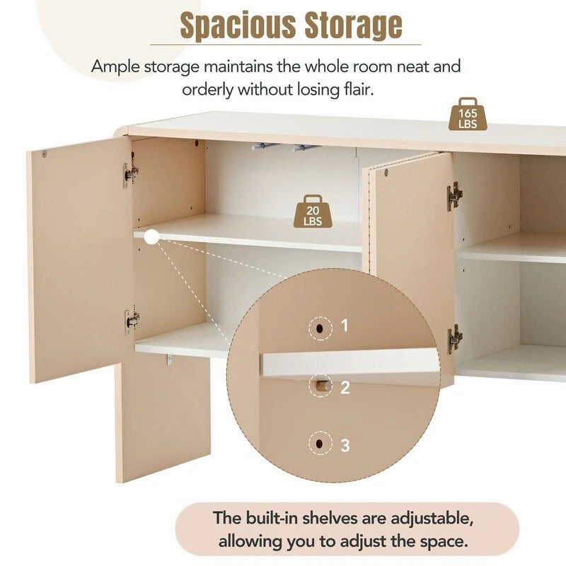 Buffet avec grand espace de rangement de 60 L et 4 portes